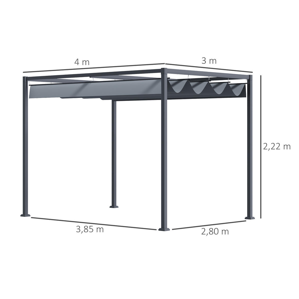 PERGOLA aus Stahl, 4x3m - Dunkelgrau, Metall (300/222/400cm) - Outsunny