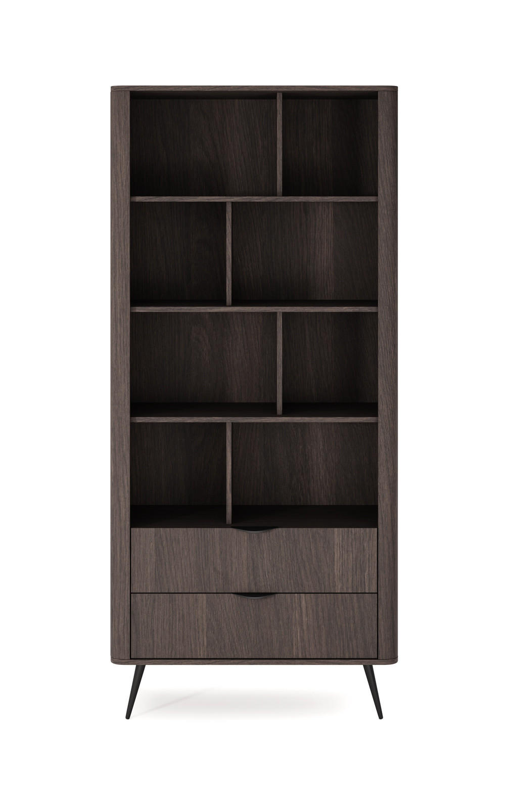 STANDREGAL Terzo 2S Eiche Dunin mit Schubladen - Schwarz Metallfüße - Eichefarben/Schwarz, Holz/Holzwerkstoff (88/194/38cm) - Ravio