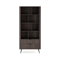 STANDREGAL Terzo 2S Eiche Dunin mit Schubladen - Schwarz Metallfüße - Eichefarben/Schwarz, Holz/Holzwerkstoff (88/194/38cm) - Ravio