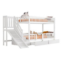 ETAGENBETT 90/200 cm & 90/200 cm in Weiß mit 2 Schubladen, Rutsche und Treppe - Weiß, Holz/Holzwerkstoff (90/200cm) - WISHDOR
