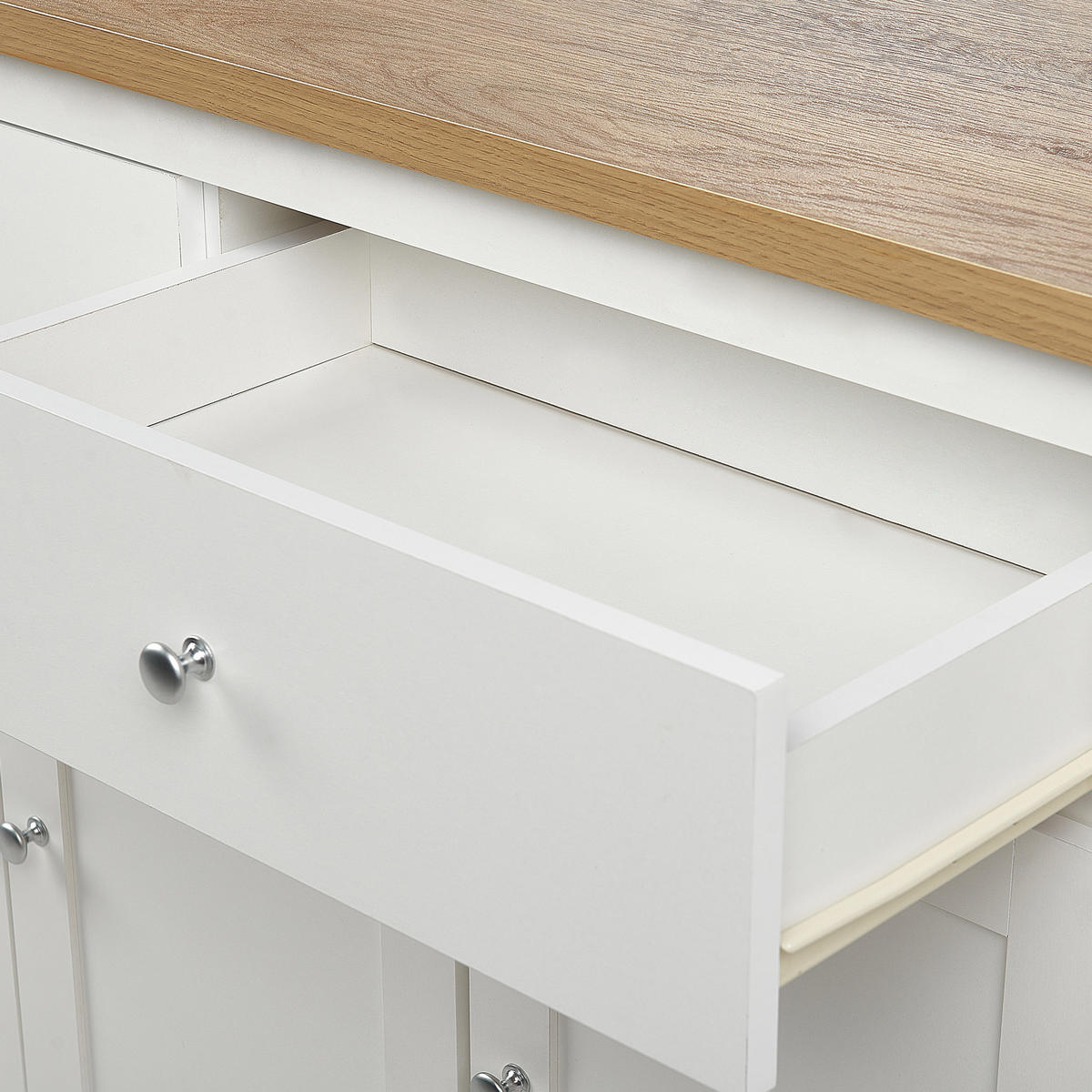 SIDEBOARD mit 3 Türen Cremeweiß Atoca - Creme, Holzwerkstoff (113/81/39cm) - Beliani