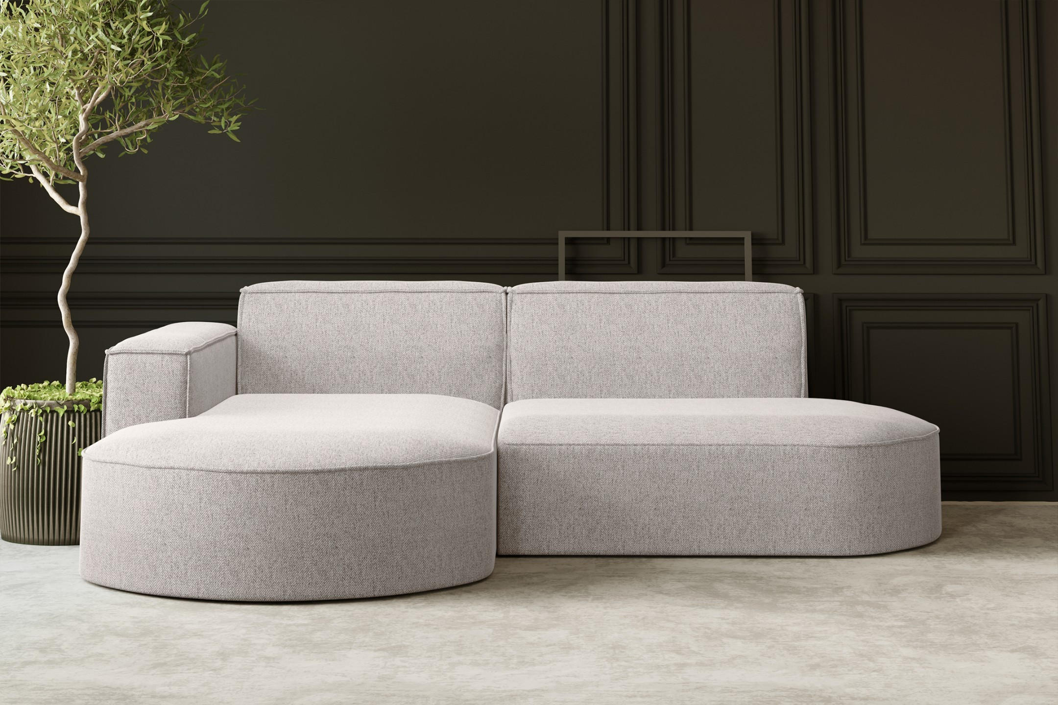 ECKSOFA MODENA L STUDIO Stoff Verita Beige Links - Beige, Holz (165/236cm) - Kaiser Möbel