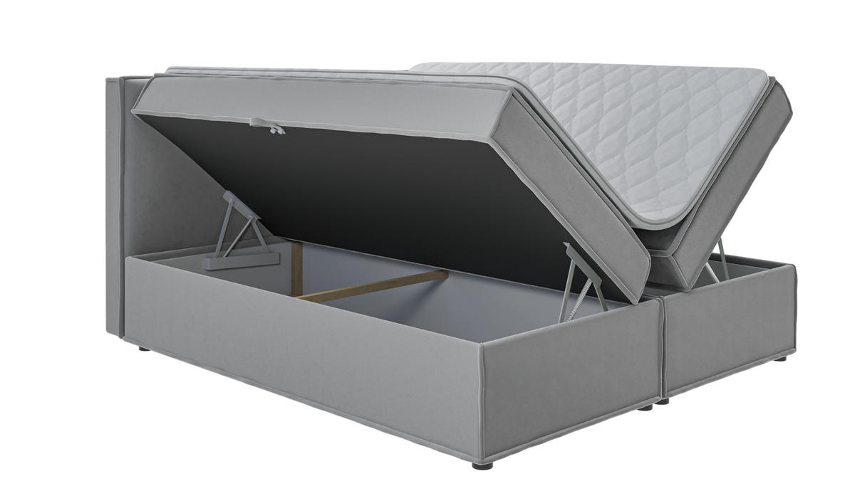 BOXBETT Eclipse 180/200 cm Grau Luxusmicrofaser - Schwarz/Grau, Holz/Kunststoff (180/200cm) - S-Style Möbel