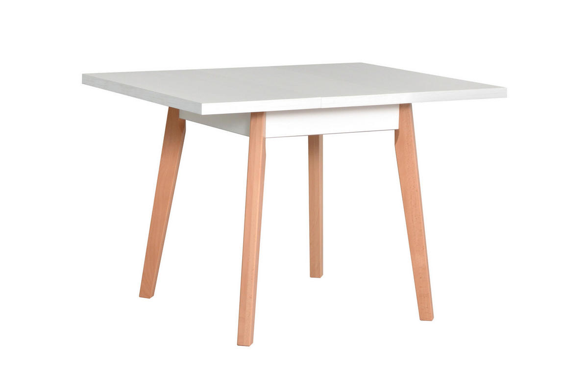 ESSTISCH Oslo 1 L, 80-110/80 cm, weiss - Weiß, Holz (80/80/75cm) - Leaf Design