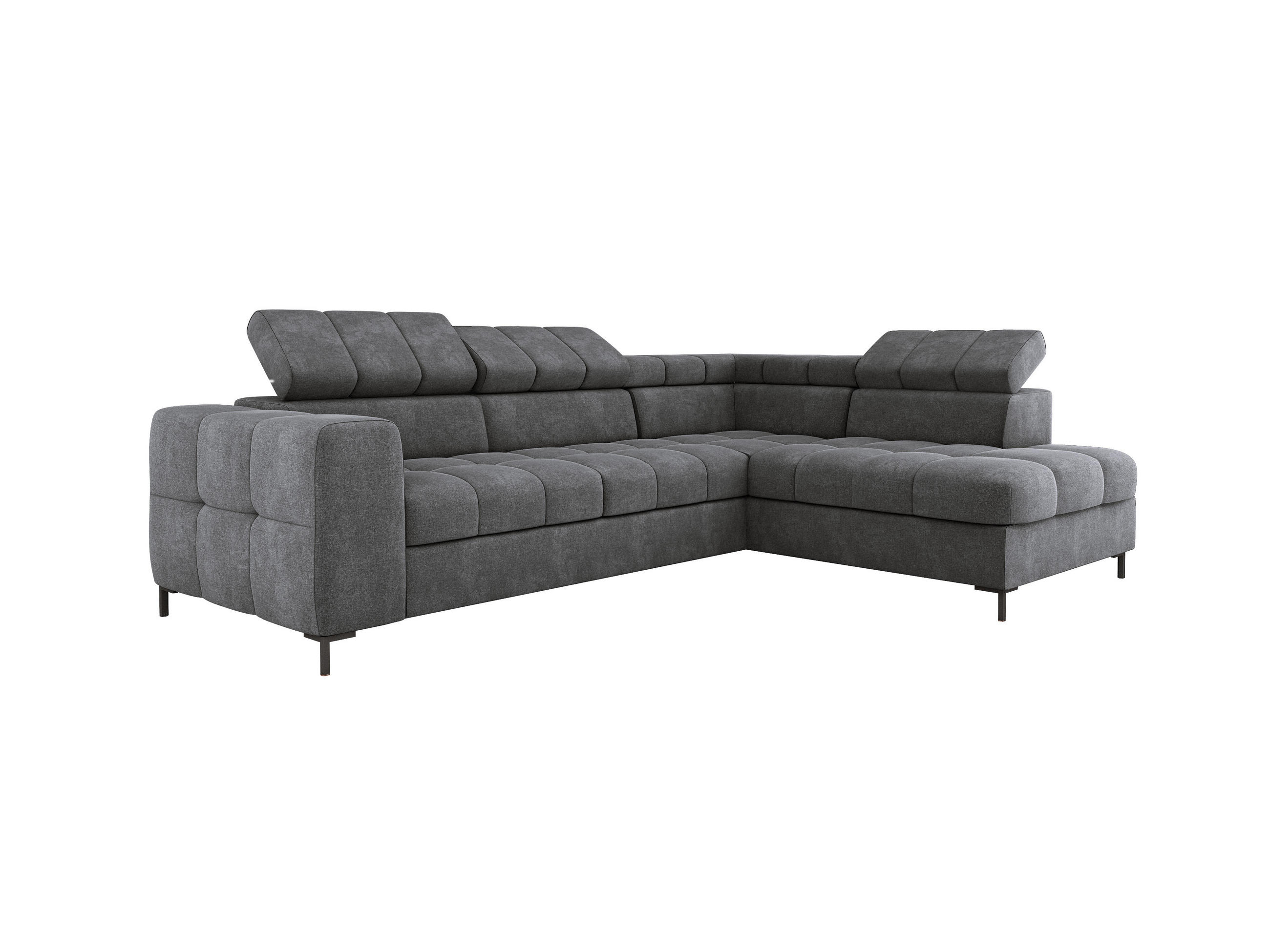 ECKSOFA PABLOS 279x201cm, Schlaffunktion, Stauraum, dunkelgrau, rechts - Grau, Holz/Textil (279/201cm) - DomoHome