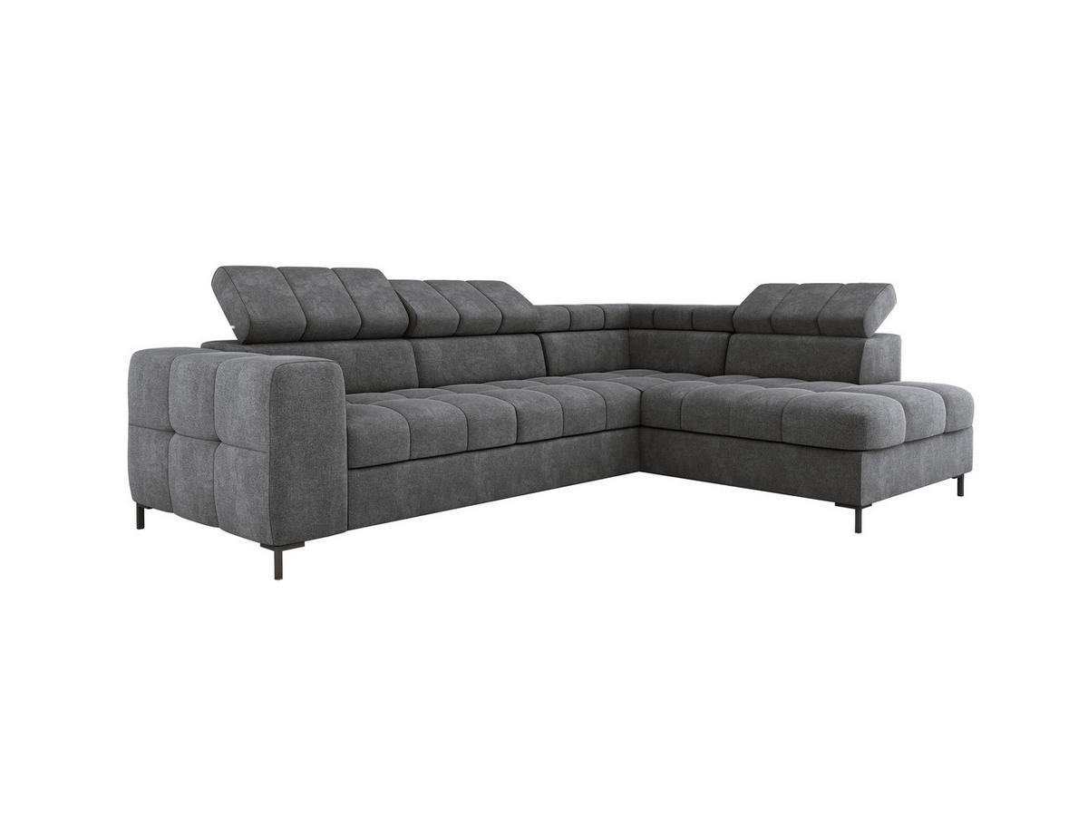 ECKSOFA PABLOS 279x201cm, Schlaffunktion, Stauraum, dunkelgrau, rechts - Grau, Holz/Textil (279/201cm) - DomoHome