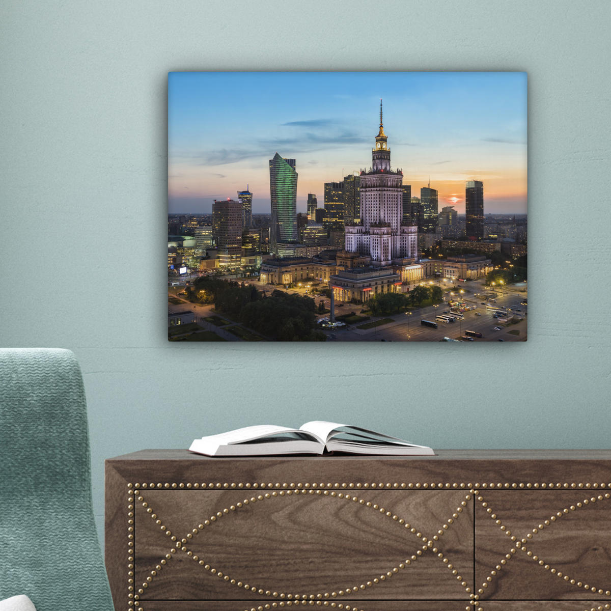 LEINWANDBILD Polen - Sonne - Warschau 40x30 cm - Blau, Textil (40/30cm) - MuchoWow