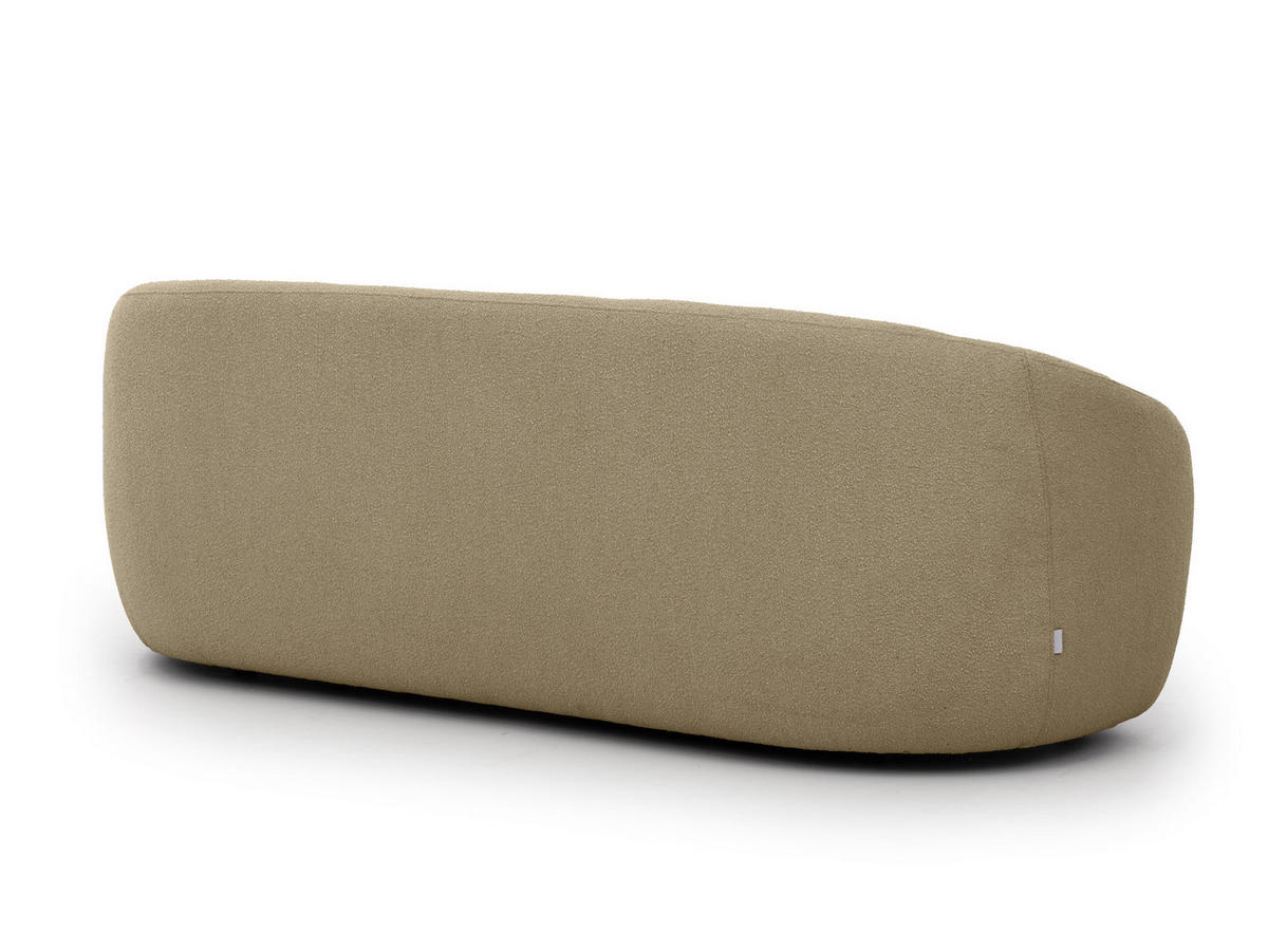 3-SITZER-SOFA Roundi Beige Bouclé - Beige/Schwarz, Holz/Kunststoff (208/76/80cm) - S-Style Möbel