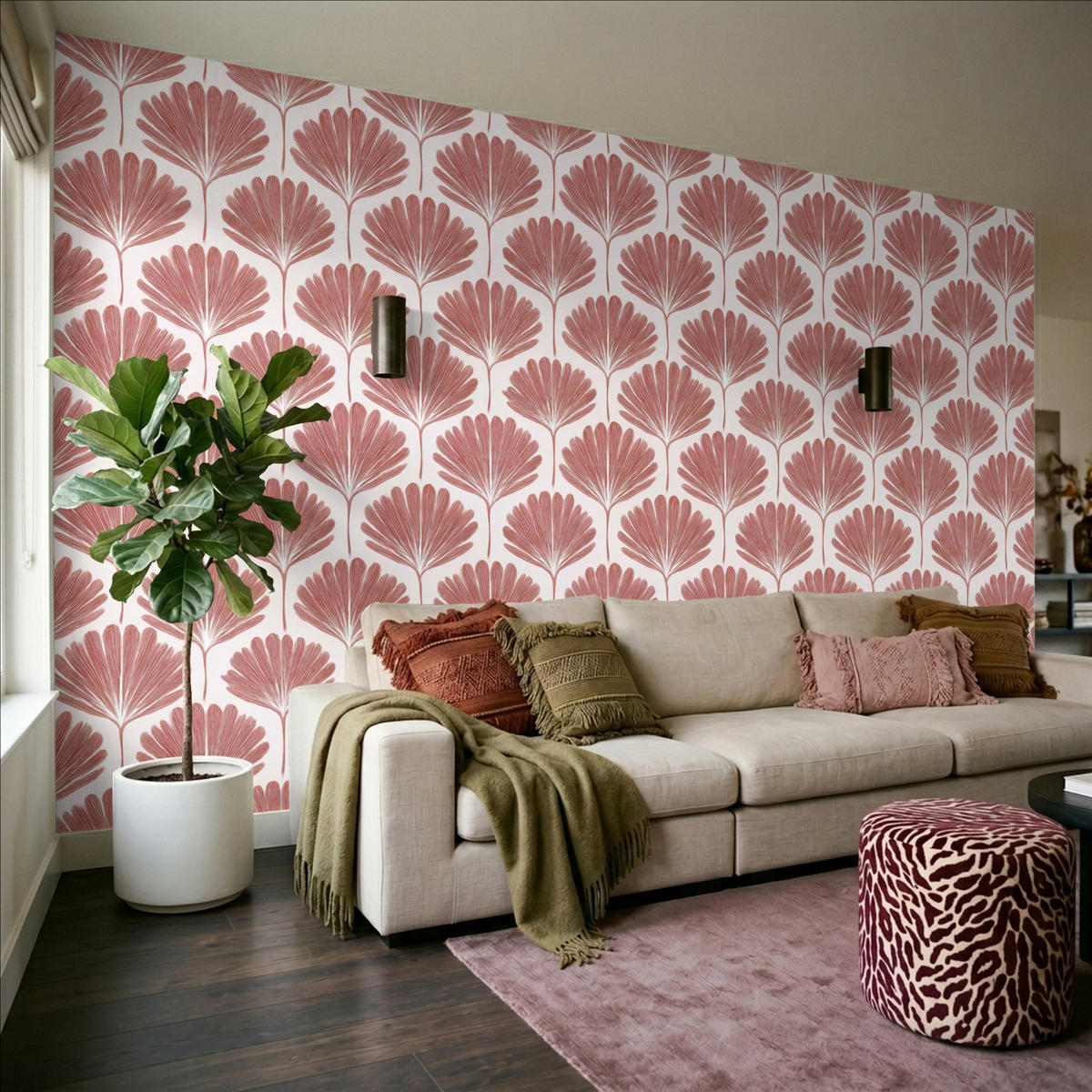 TAPETE - Fächer - Motiv - Terra - 450x280 cm - Rotbraun, Papier (450/280cm) - OnlyWow