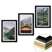 WANDBILDER 3er-Set - 20x30 cm Schwarzer Rahmen - Hütten am Bergsee Łódź - Schwarz, Kunststoff (20/30cm) - ArtPrintCave