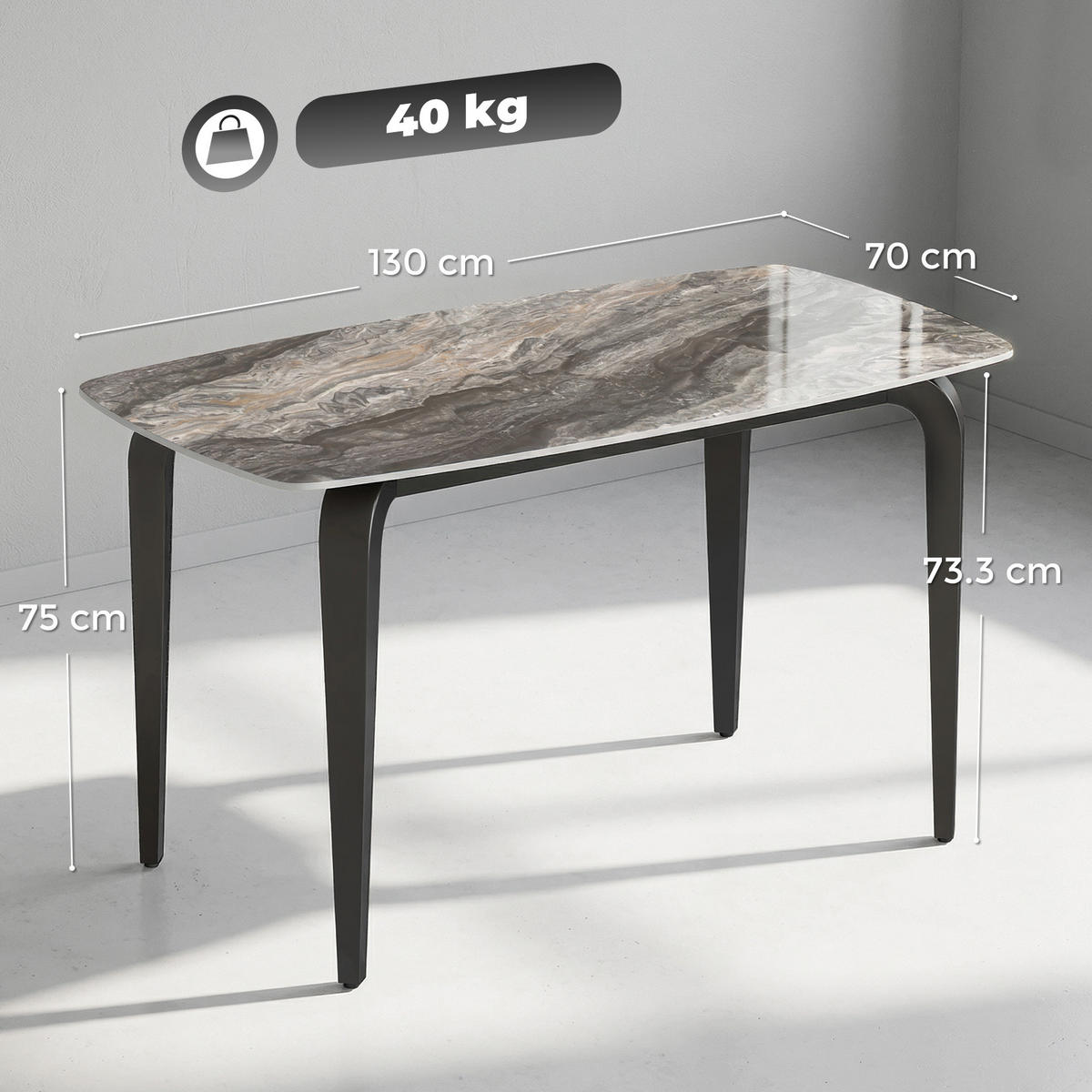 ESSTISCH Braun 1 Stück - Braun, Metall (130/70/75cm) - GiPP