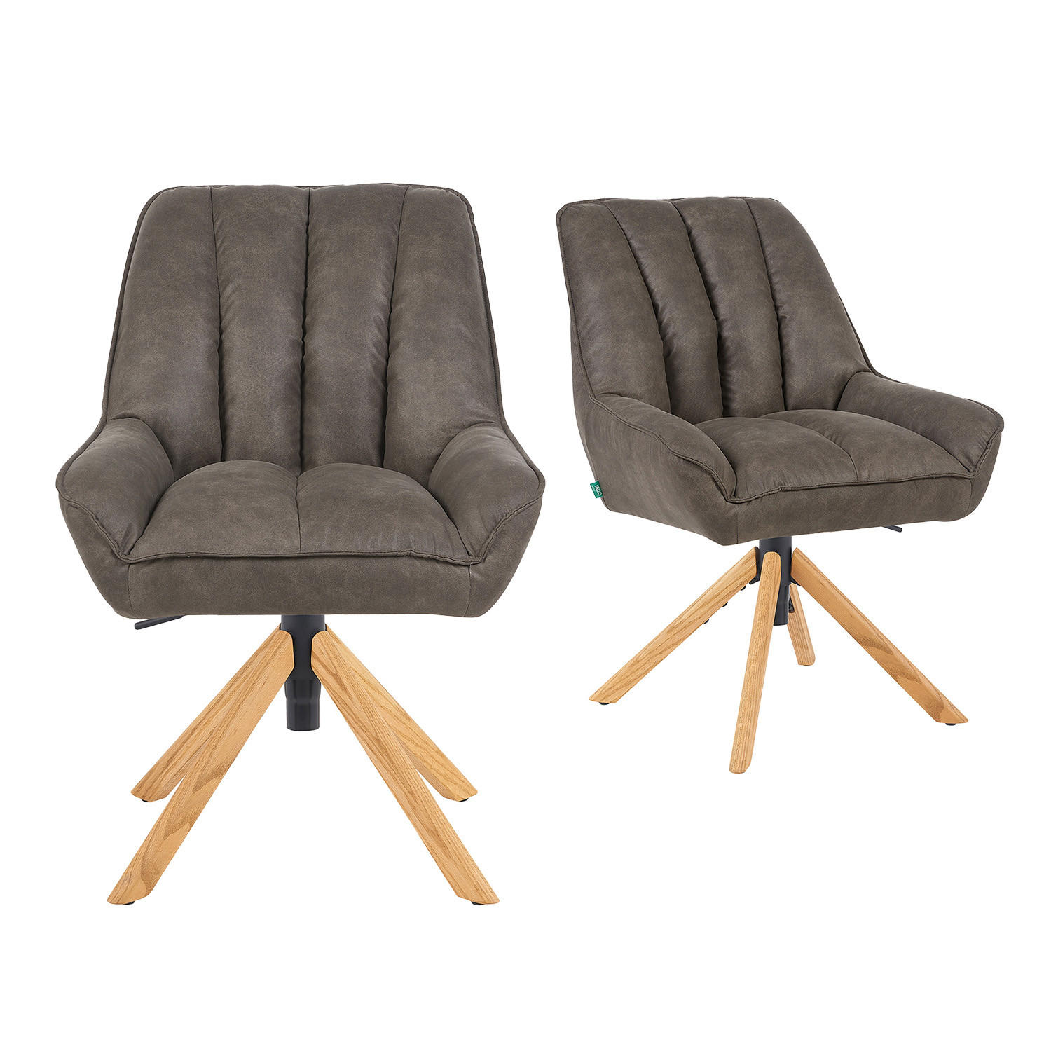 BÜROSTUHL Mika-Hedi 2er-Set - Honigeiche/Taupe, Eichenholz/Holz (60/89/68cm) - DUBI Möbel