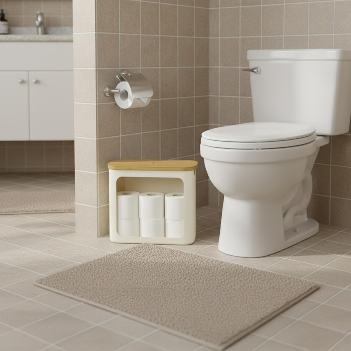 TOILETTENPAPIER-AUFBEWAHRUNG - Beige, Holz/Kunststoff (43/36/17cm) - Relaxdays