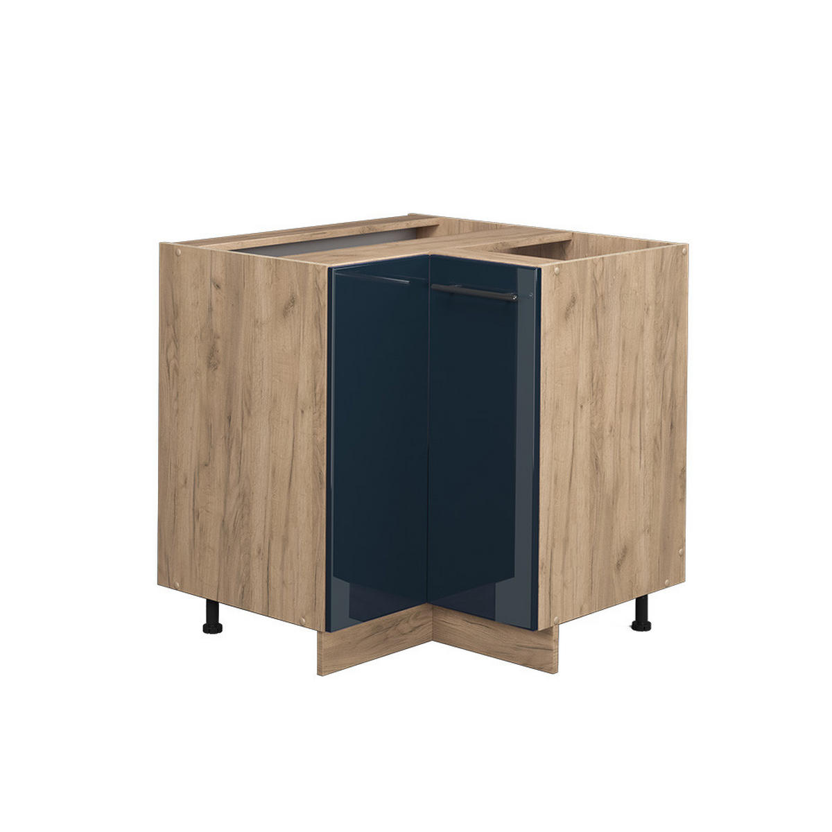 ECKUNTERSCHRANK Fame-Line Dunkelblau Hochglanz 80.5 cm ohne AP - Honigeiche/Eiche Wotan, Holzwerkstoff (80.5/82/51.6cm) - Vicco
