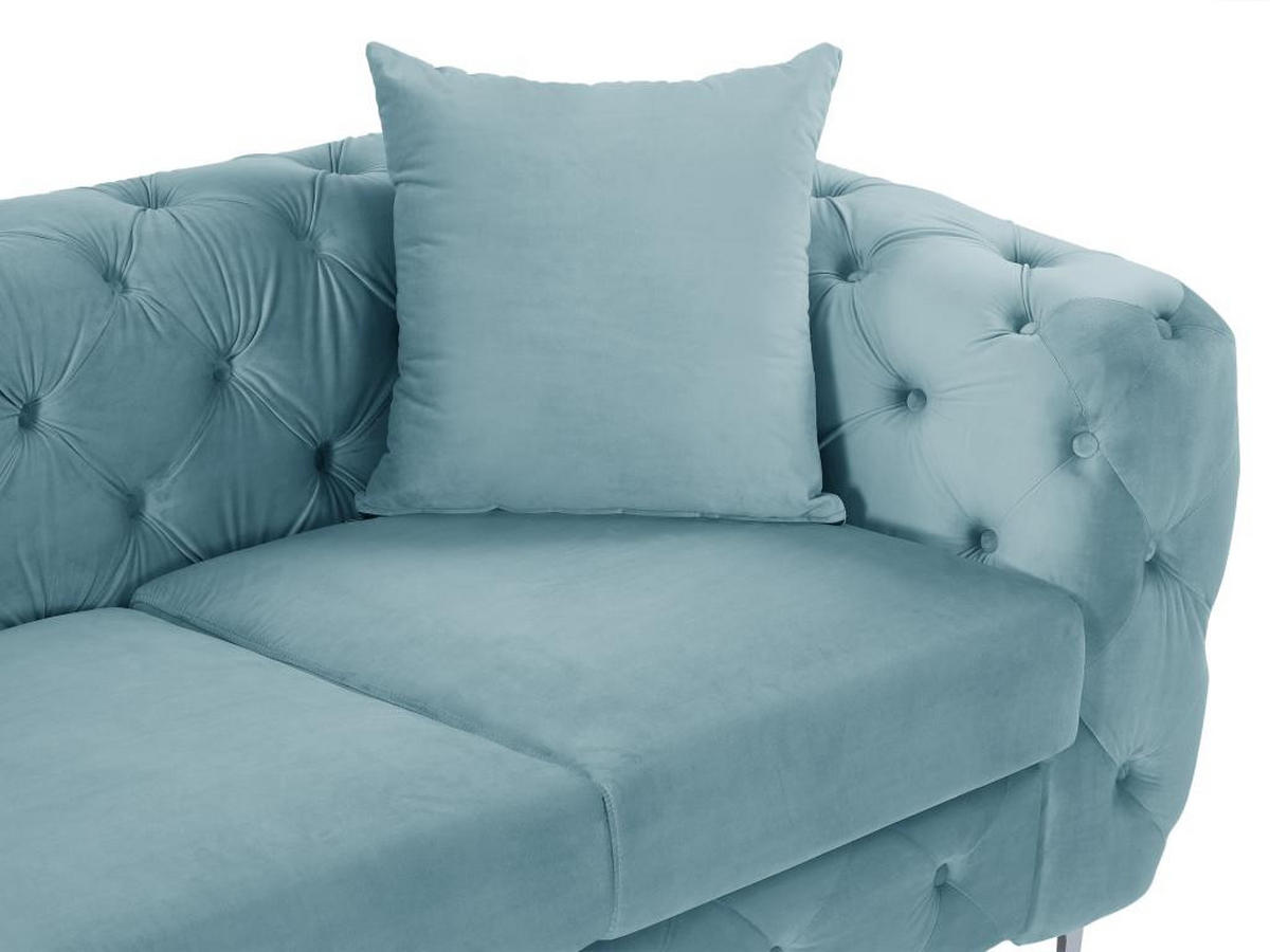 CHESTERFIELD-SOFA 2-Sitzer - Samt - Pastellblau - EDWINA - Hellblau, Textil (91/76/162cm) - Vente-Unique