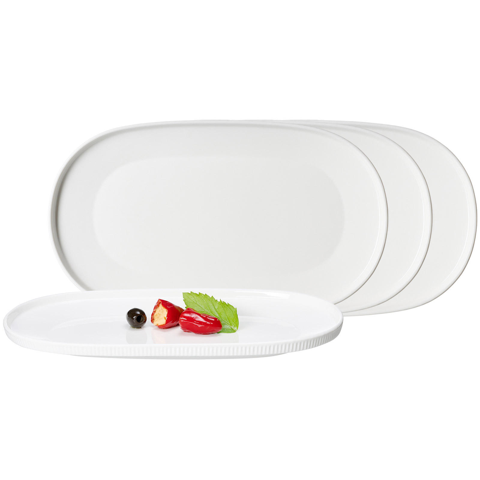 SERVIERPLATTEN Kelly weiß 33 x 19 cm 4er Set - Weiß, Keramik (19/2.5/33cm) - Ritzenhoff Breker