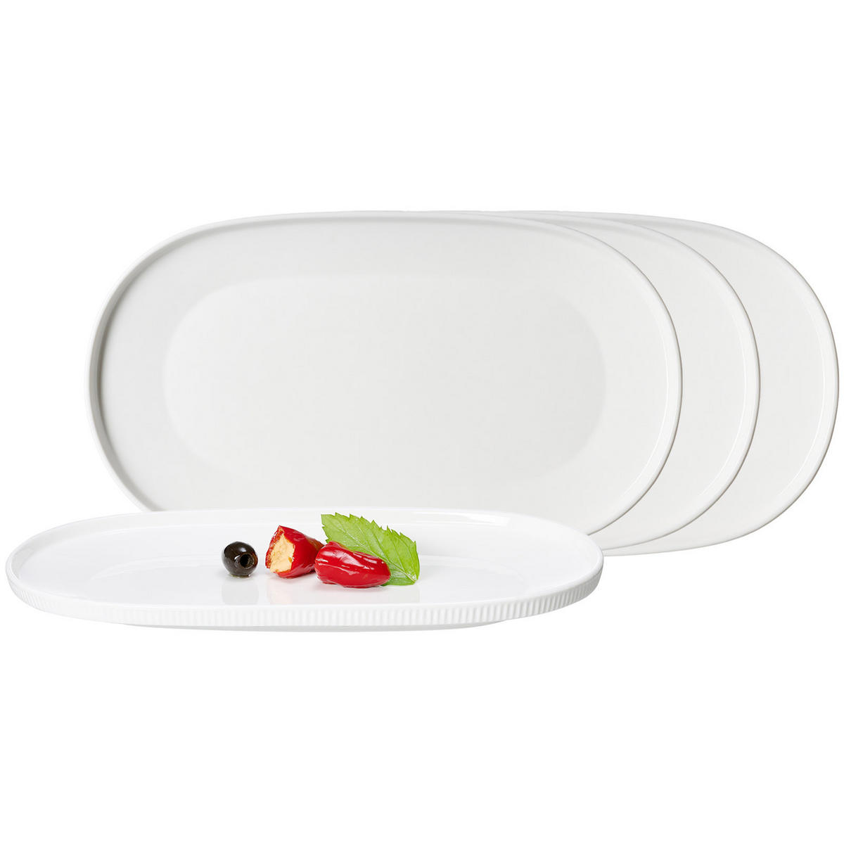 SERVIERPLATTEN Kelly weiß 33 x 19 cm 4er Set - Weiß, Keramik (19/2.5/33cm) - Ritzenhoff Breker