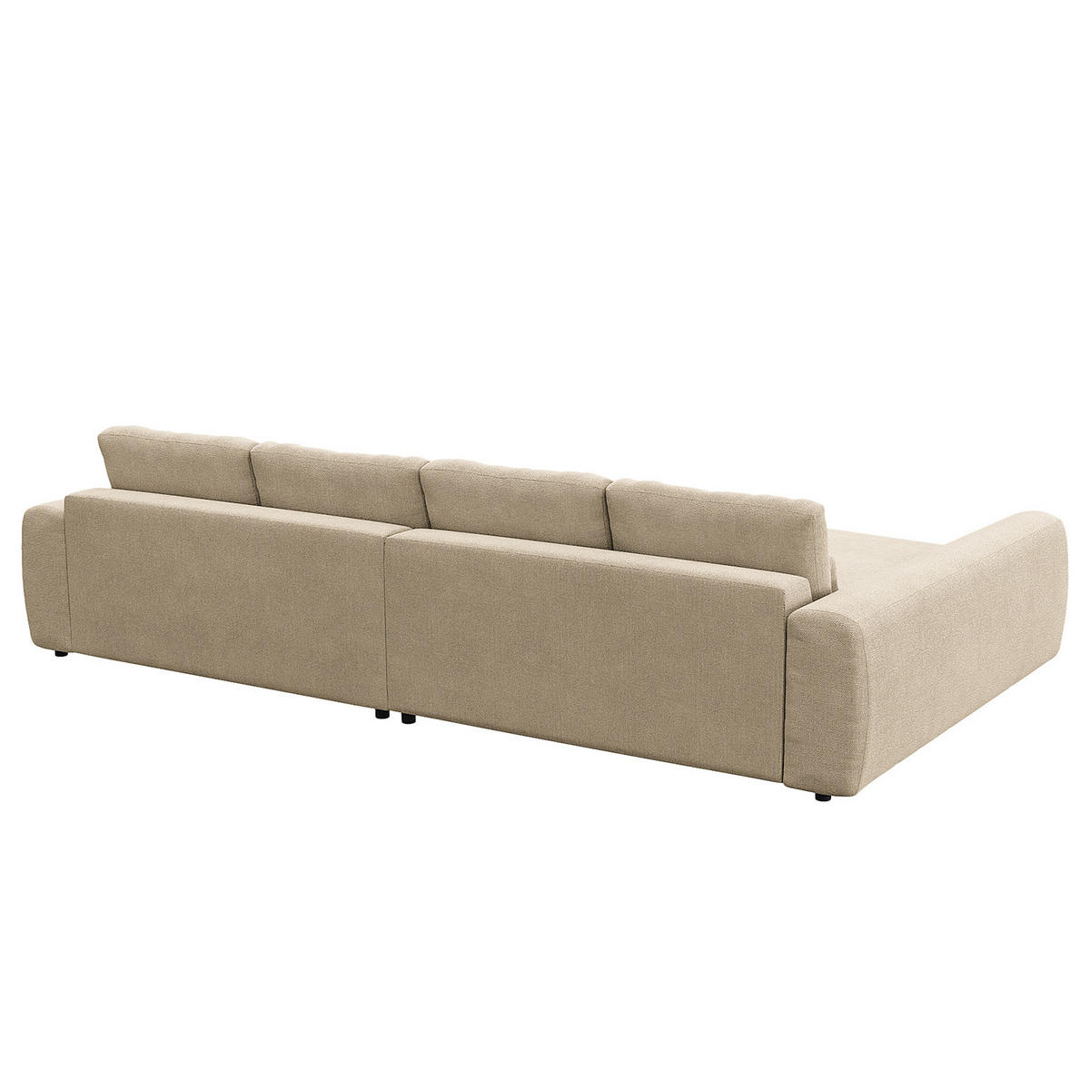 ECKSOFA mit XXL-Longchair - Beige/Schwarz, Kunststoff/Textil (323/182cm) - home24