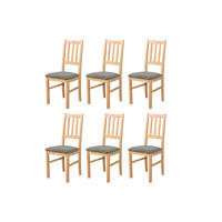 STUHL Bos 4 (6er Set) - Dunkelgrau/Birkefarben, Holz (43/94/40cm) - Leaf Design