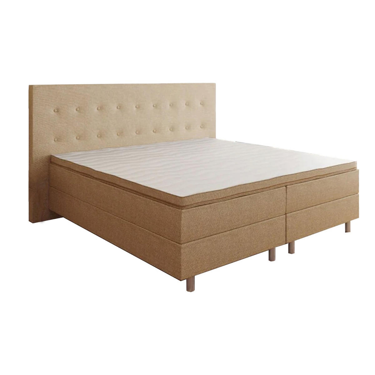 BOXBETT RIO Barcelona 5-Zonen mit Visco Topper H3 First Class Bett in verschiedenen Farben und Größen - Hellbraun, Holz/Holzwerkstoff (160/200cm) - Best For Home