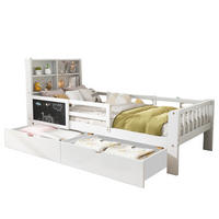 KINDERBETT Liegefläche 90/200 cm in Weiß mit Schubladen und Sicherheitsleiste - Weiß, Holz (90/200cm) - BEAOK