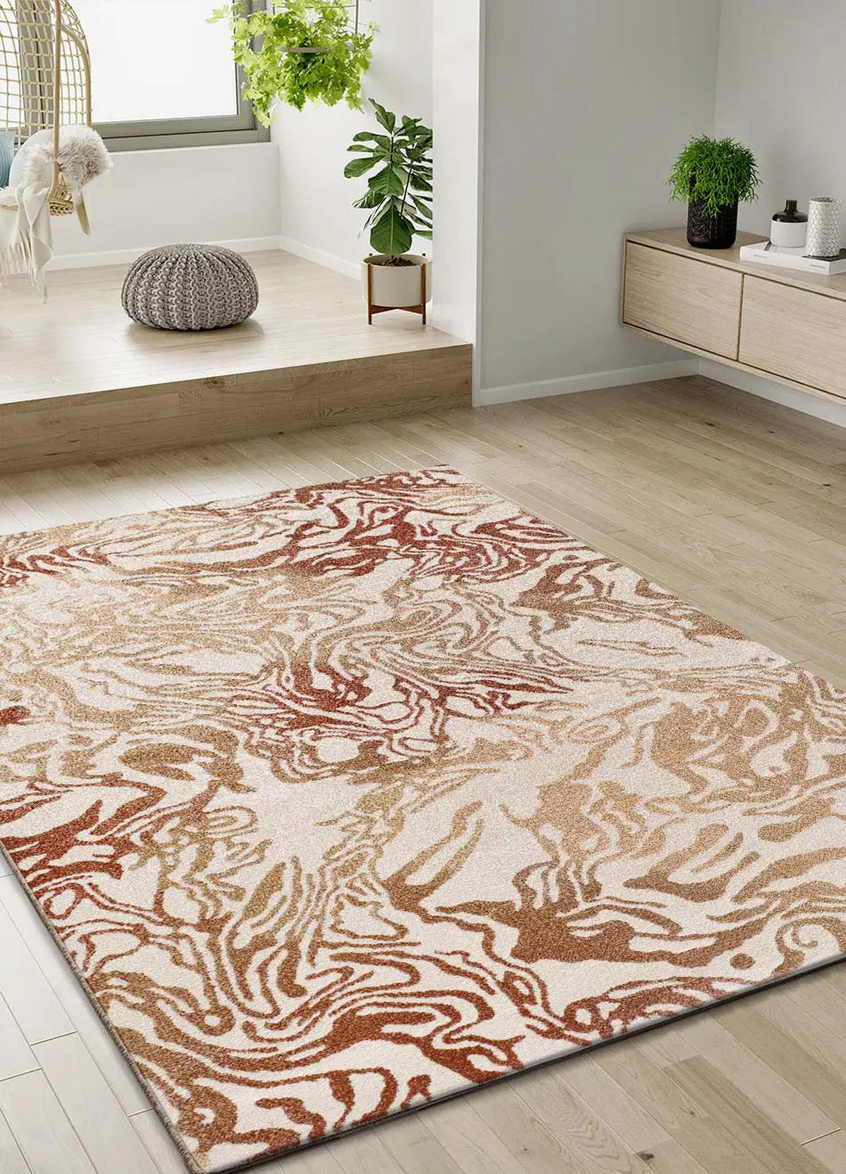 KURZFLORTEPPICH Kupfer / Beige Astra 133/190 cm - Beige/Kupferfarben, Naturmaterialien/Textil (133/190cm) - Atticgo