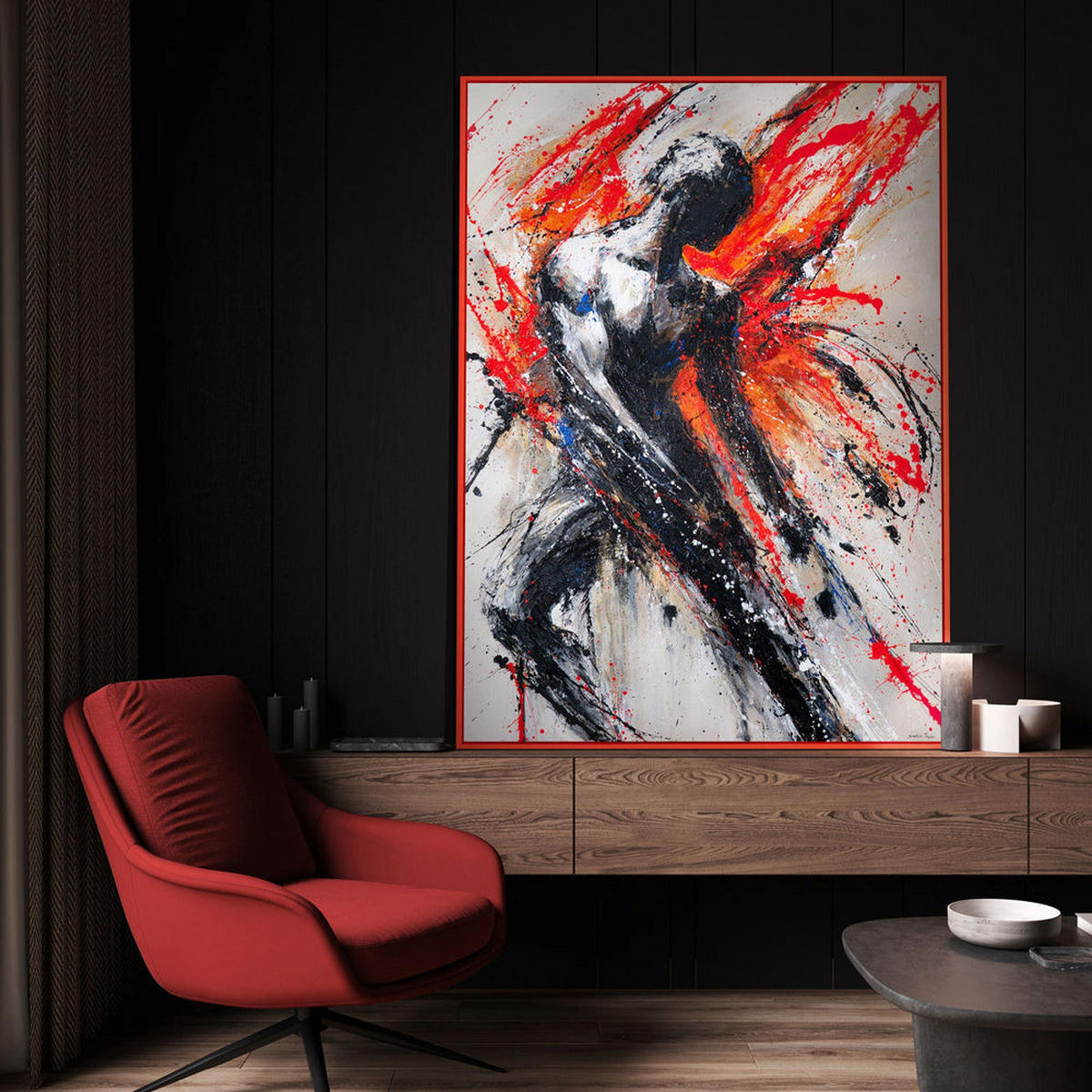 GEMÄLDE Innere Kraft Schattenfugenrahmen Schwarz 140x100 cm - Schwarz, Holz (140/100cm) - YS-art gallery