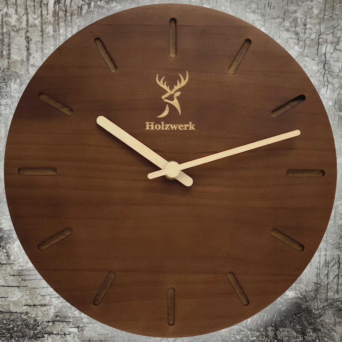 WANDUHR Holz Designer HEIDELBERG Loft Wand Uhr, braun - Beige/Braun, Holz (25/25/2.2cm) - Holzwerk