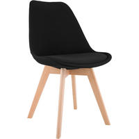 STUHL Stoff Schwarz - Eukalyptusholzfarben/Schwarz, Holz/Textil (49/83/50cm) - CLP