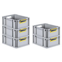 EUROBOX 5x Nextgen Color 17x30x40cm 16 Liter Griffe Gelb Offen - Gelb, Kunststoff (30/17/40cm) - PROREGAL