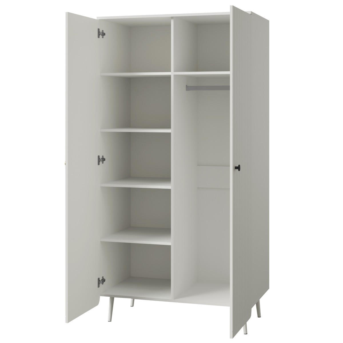 DREHTÜRENSCHRANK Chloe 2D 100 Weiß (schwarzer oder goldener Griff) - Schwarz/Weiß, Holzwerkstoff/Kunststoff (100/200/60cm) - mzm24