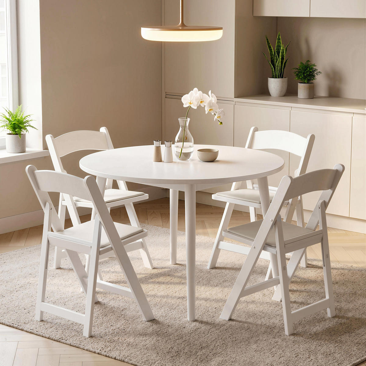 KLAPPSESSEL Weiß 4 Stück - Weiß, Leder (44/78/45cm) - GiPP