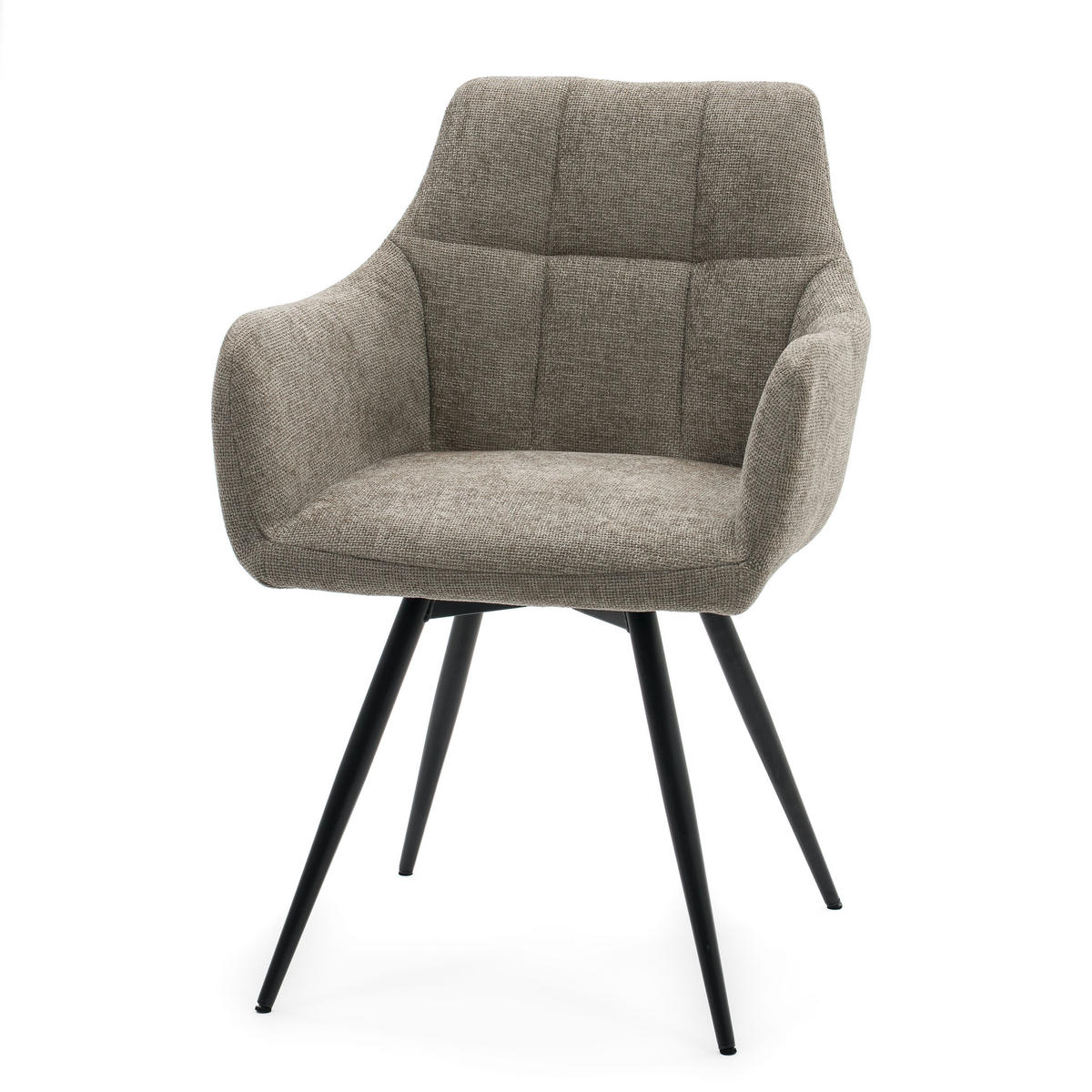 STUHL LUGANO drehbar gepolsterter mit Steppung - beige - Chenille - Beige/Schwarz, Textil/Metall (58/84/59cm) - NEW HOME