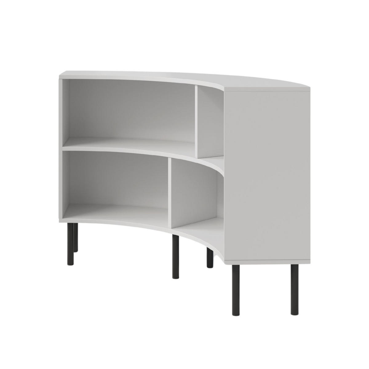 BÜCHERREGAL Horn, Weiß, Bogenform, 4 Fächern, 100 cm - Schwarz/Weiß, Holzwerkstoff/Metall (100.2/85.4/32cm) - Skandica