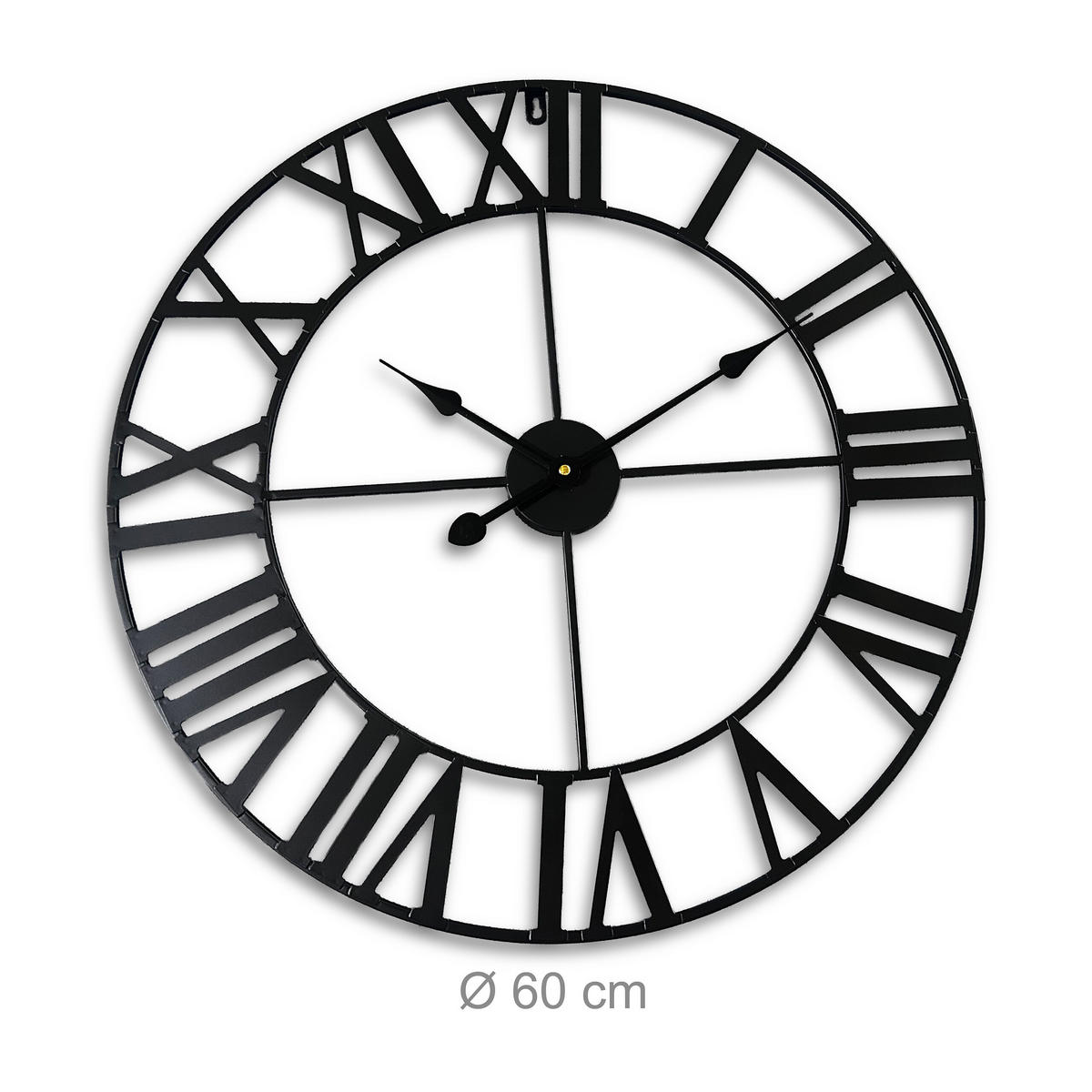 NÁSTENNÁ hodina - čierna, kov (60/60/3.5cm) - Relaxdays