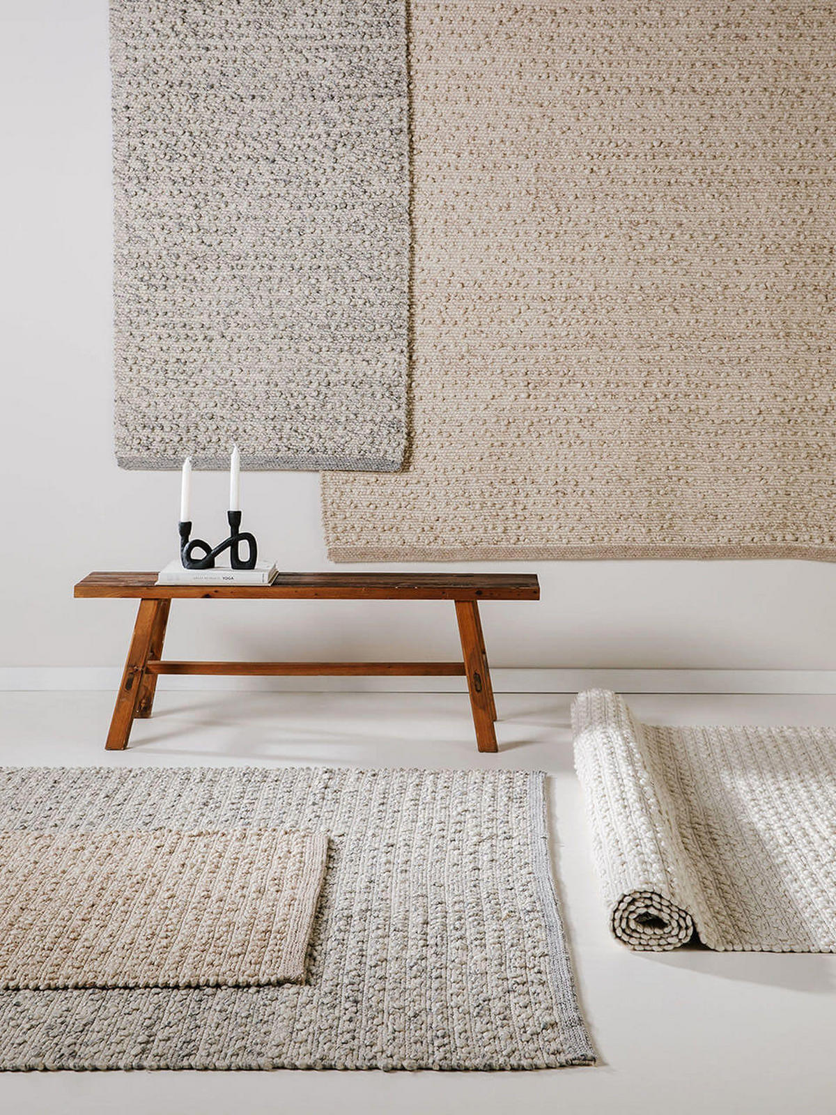 WOLLTEPPICH Lana Grau 80x250 cm - Grau, Textil (80/1cm) - KUNSTLOFT