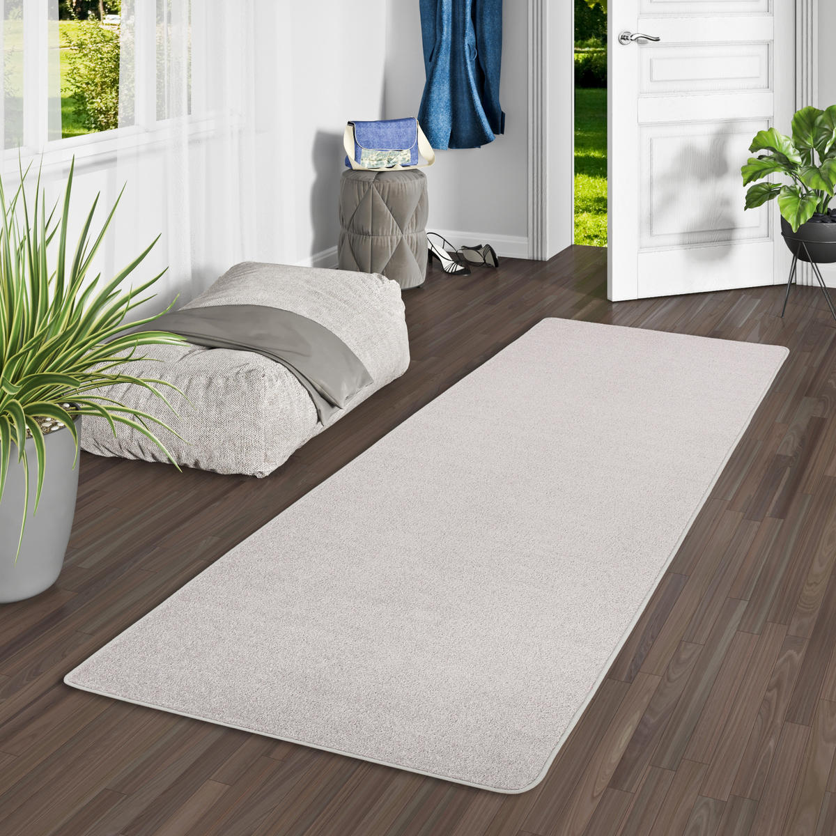 TREND VELOURS LÄUFER TEPPICH JOY - Hellgrau, Textil (80/400cm) - Snapstyle