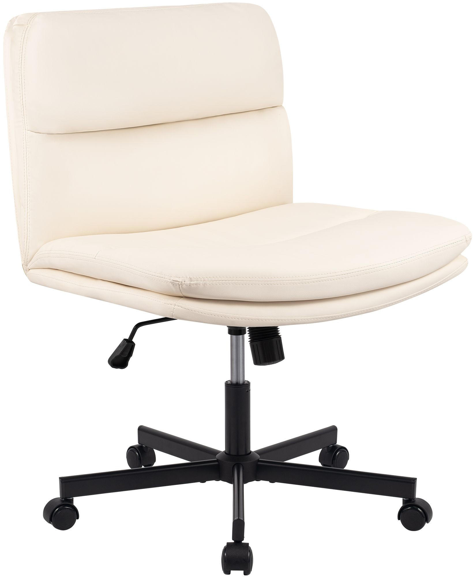 DREHSTUHL Lederlook Creme - Creme/Schwarz, Textil/Metall (62/83/72cm) - CLP