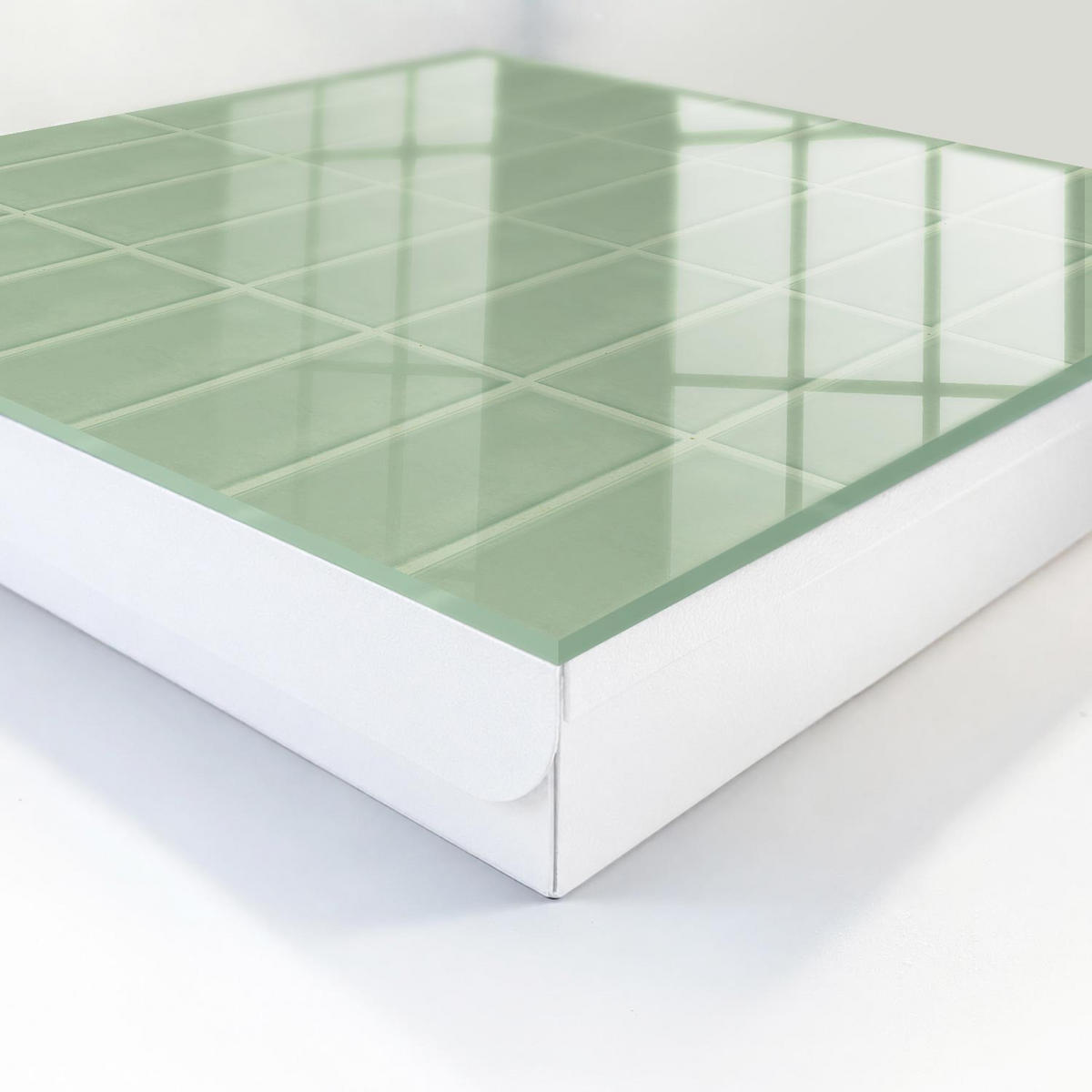 SCHLÜSSELBOX Weiß 30x30 cm – Türöffnung nach rechts - Grüne Fliesen - Grün, Metall (30/30/5cm) - TULUP