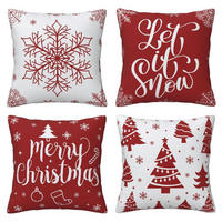 KISSENBEZUG 4er Set Weihnachten 40 x 40 cm Rot Baumwolle Leinen - Multicolor, Textil (40/40cm)