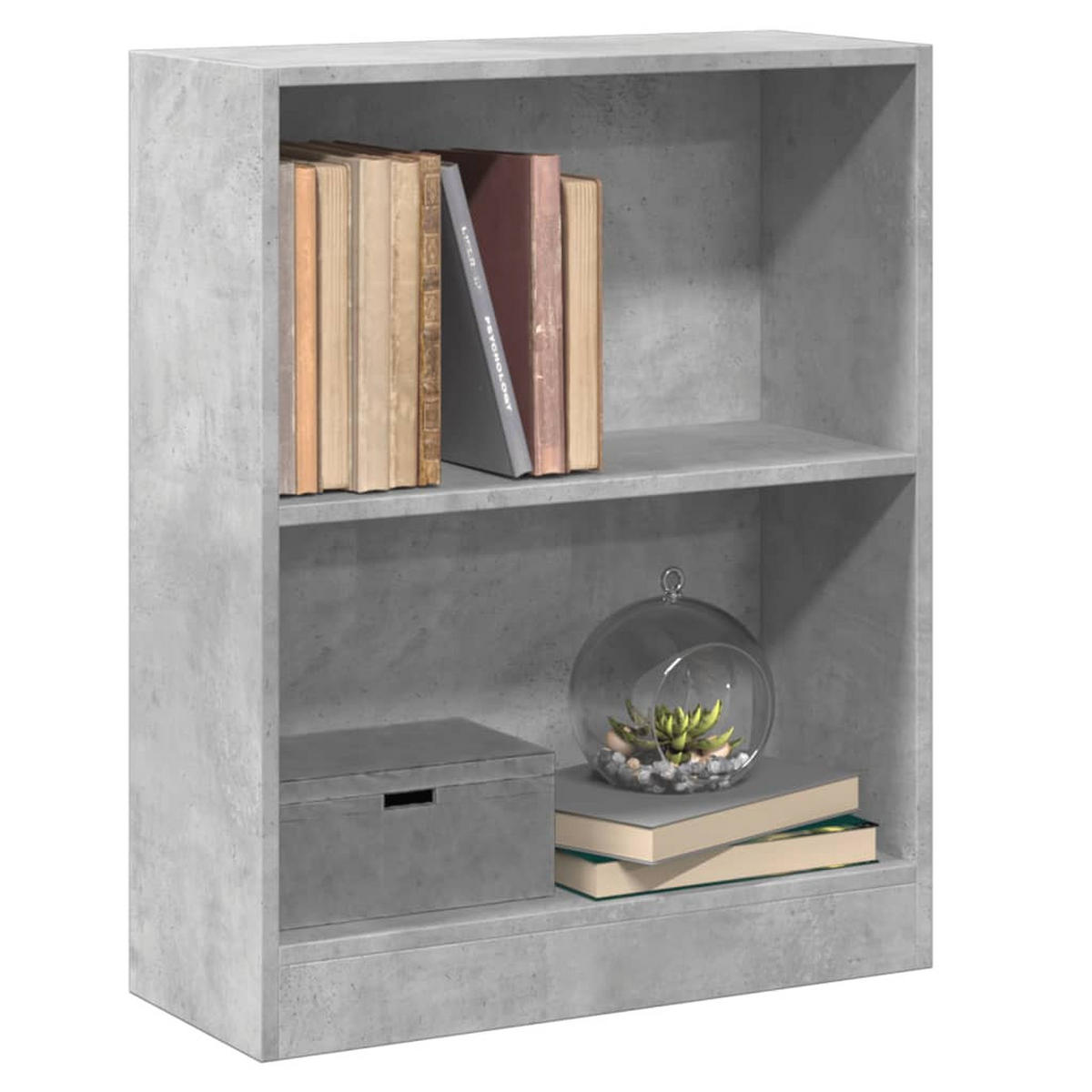 BÜCHERREGAL mit 2 Fächern 60/24/76 cm aus Holzwerkstoff Betongrau - Hellgrau, Holz (60/76/24cm) - vidaXL