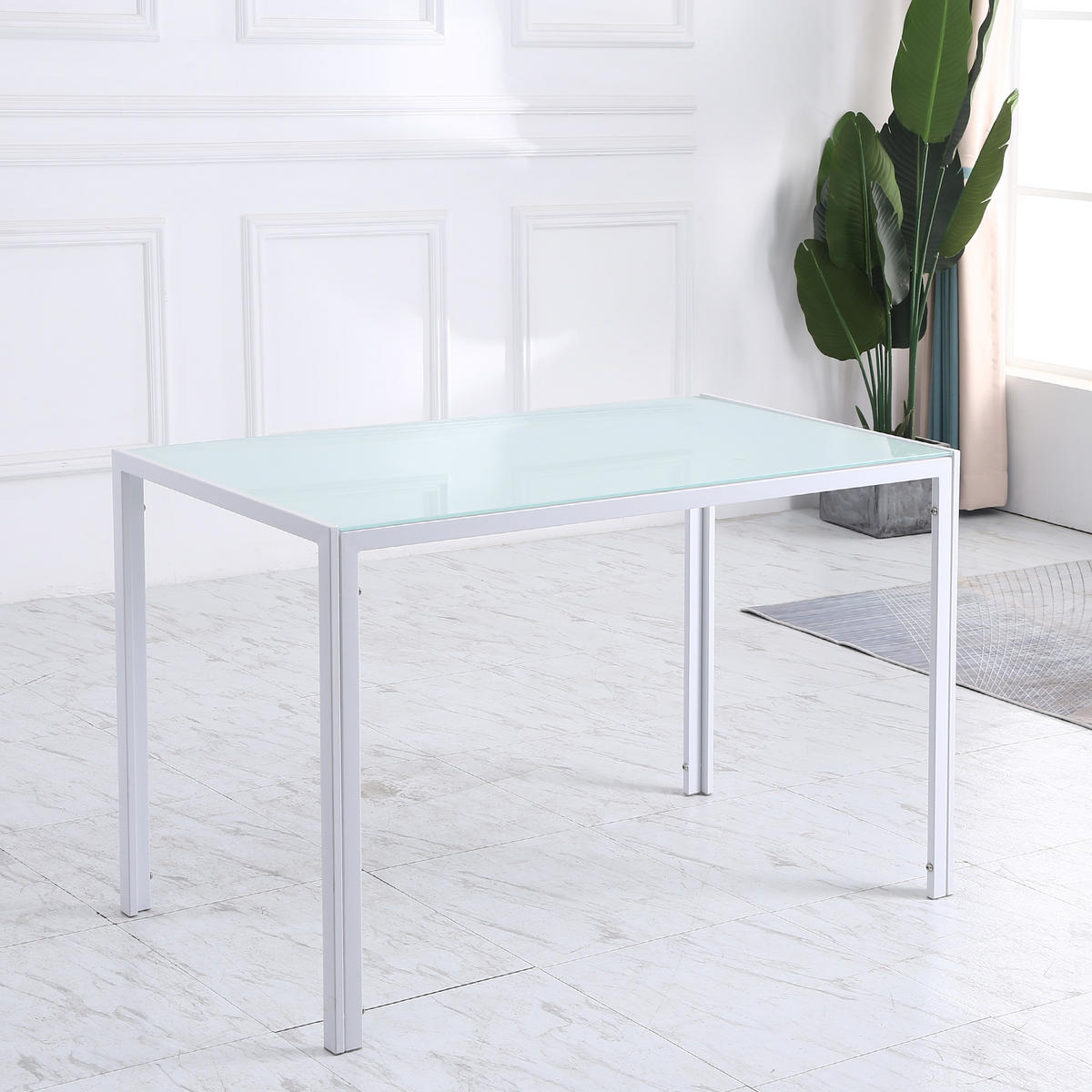 ESSTISCH Küchentisch für 4 Personen, Esszimmertisch für Küche Metall, Weiß - Weiß, Metall (120/60/75cm) - HOMCOM