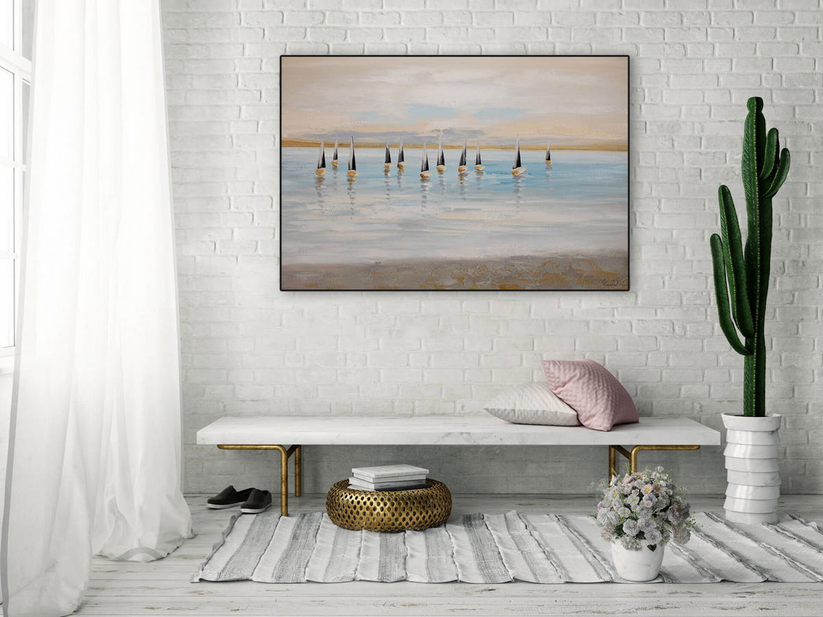 ÖLGEMÄLDE 120/80 cm - Blau/Braun, Holz/Textil (1.94/80cm) - KUNSTLOFT