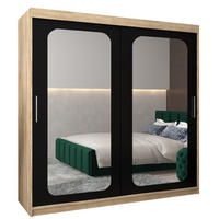 SCHWEBETÜRENSCHRANK 200/200/62 2-türig - Silberfarben/Schwarz, Holz/Kunststoff (200/200/62cm) - Abiks Möbel