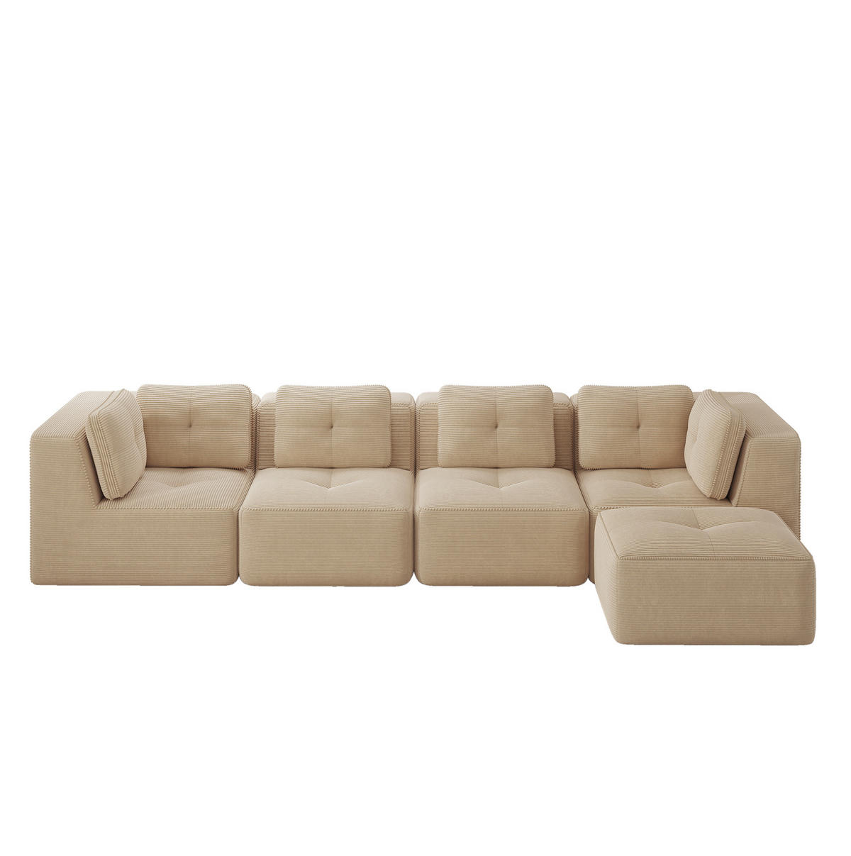 ECKSOFA 386/177/69 cm Beige aus Cord modular ohne Aufbau - Beige, Textil (177/386cm) - OKWISH