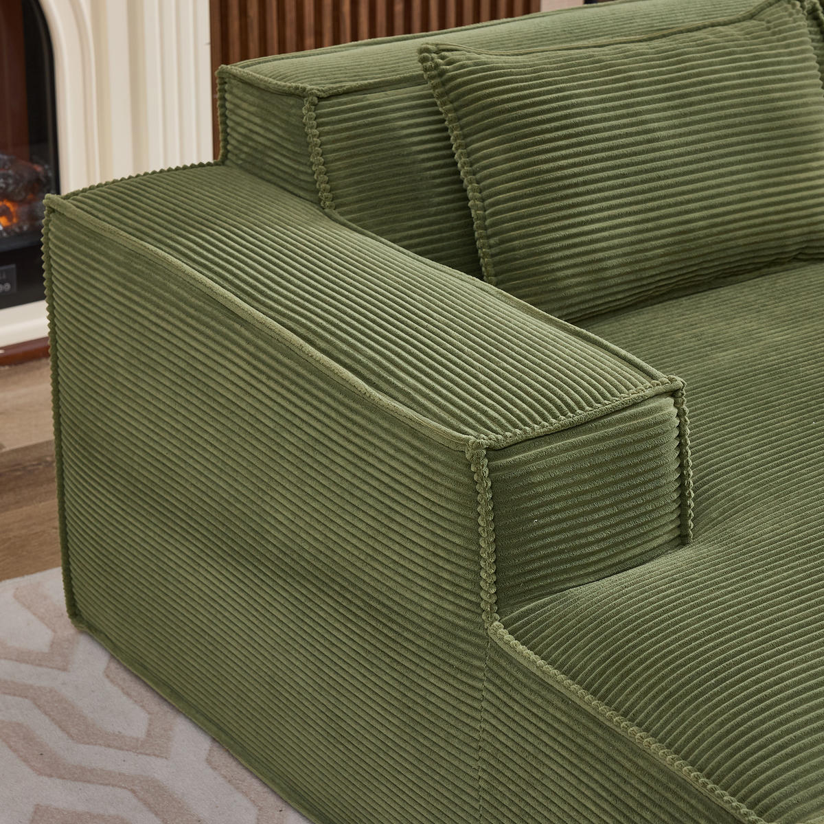 ECKSOFA Polyester Grün mit 2 Kissen - Grün, Textil (235/129cm) - WISHDOR