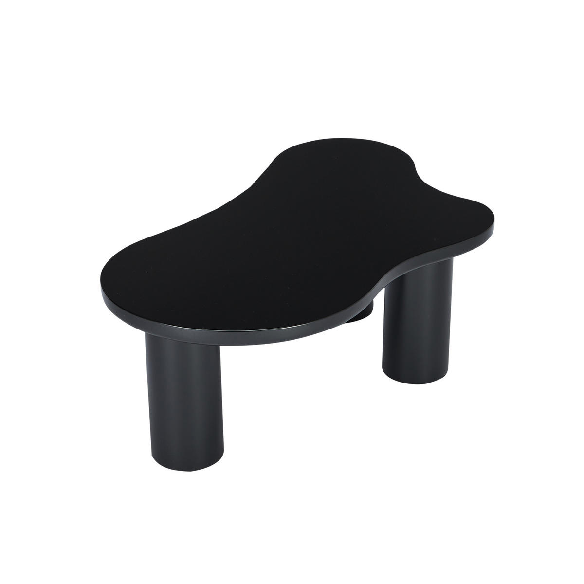 COUCHTISCH in Schwarz in Wolkenform Kaffeetisch mit MDF-Tischplatte und PVC-Beine für Wohnzimmer, B107/T66/H40.5cm - Schwarz, Holzwerkstoff/Kunststoff (66/107/40.5cm) - STILVORA