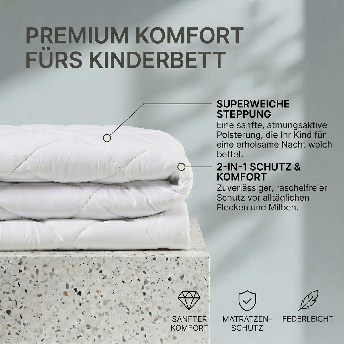 KINDER-TOPPER kühlend 70/140 cm, 2er-Set - Weiß, Textil (70/140cm) - Homescapes