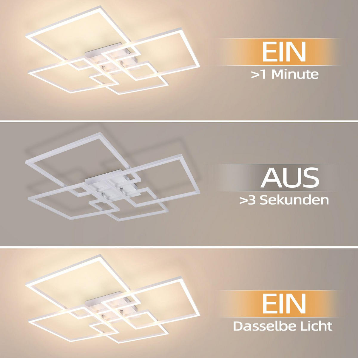 LED-DECKENLEUCHTE Gallegos 72.4/72.4/7.3 cm - Weiß, Metall (72.4/72.4/7.3cm) - Nettlife