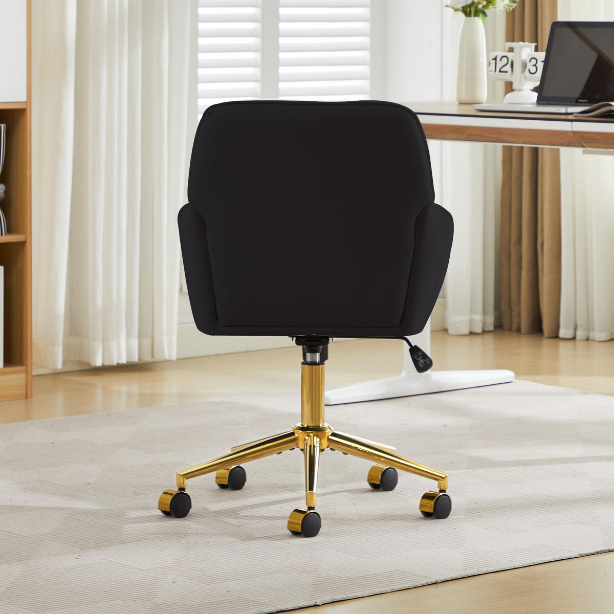 DREHSTUHL DE-41005 mit Rückenlehne höhenverstellbar Schwarz - Schwarz, Metall (60/97/60cm) - ComfortXL